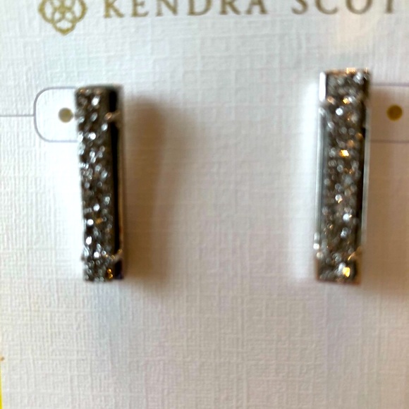 NWT Kendra Scott Levi RARE & Retired Platinum Drusy Earrings Silver Hard To Find - Picture 7 of 13